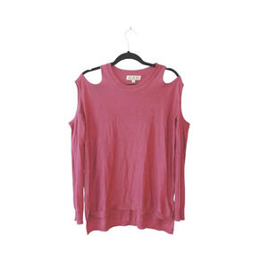 Pink Rose Mauve Pink Double Cold Shoulder Pullover Sweater Large Women’s